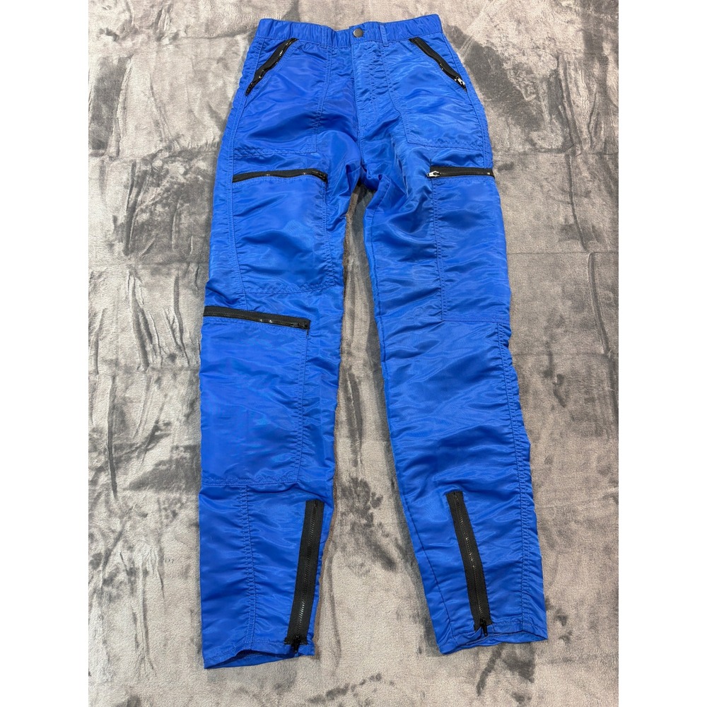 Bugle Boy Co USA Countdown Cargo Pants Mens Blue Nylon Zipper Flight 27M